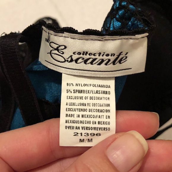 The Escanté Collection silky blue, black lace lingerie size M US - Picture 5 of 6